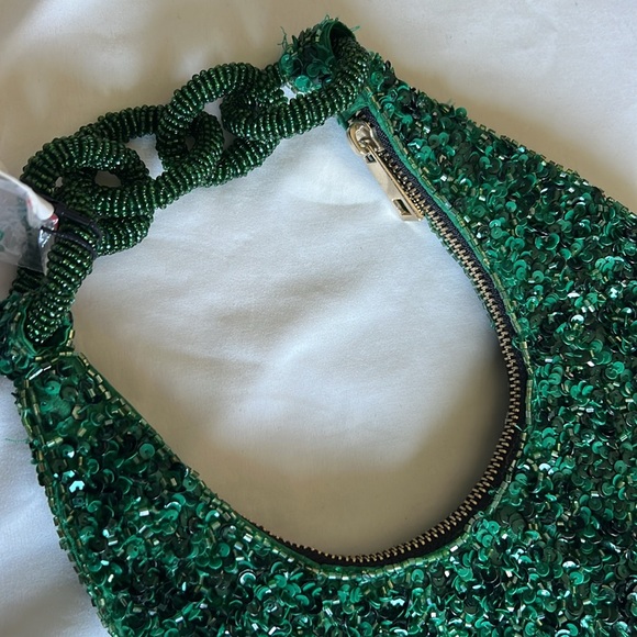 Viral ZARA Beaded and embellished deep green and black evening purse NWT - Picture 3 of 8
